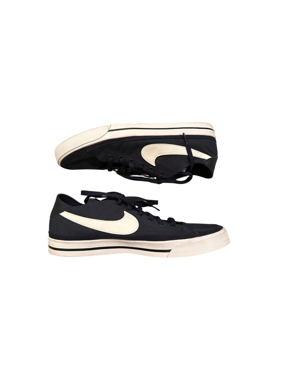 Nike Men’s Navy Canvas Sneakers with White Swoosh - Size 11